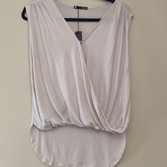 krisa Surplice Draped Tank Size XSmall in the color Pebble - Picture 1 of 7